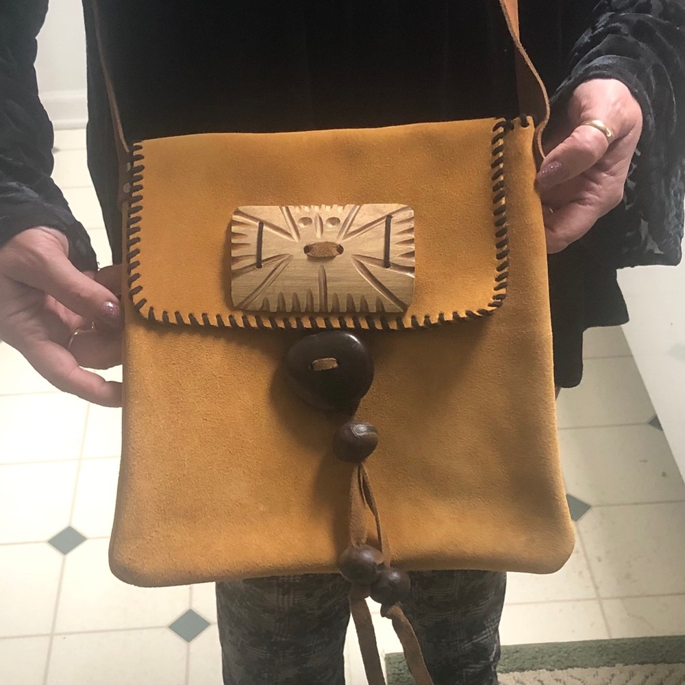 Hand Made Suede/Leather Crossbody Handbag~Ecuador